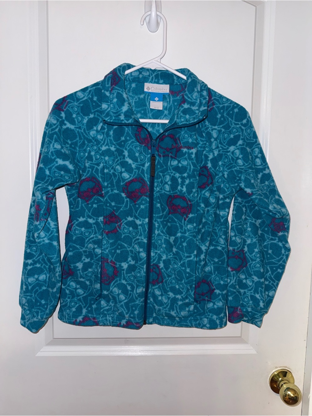 Columbia Kids Teal Owl Fleece Zip Jacket Girls Size 10/12